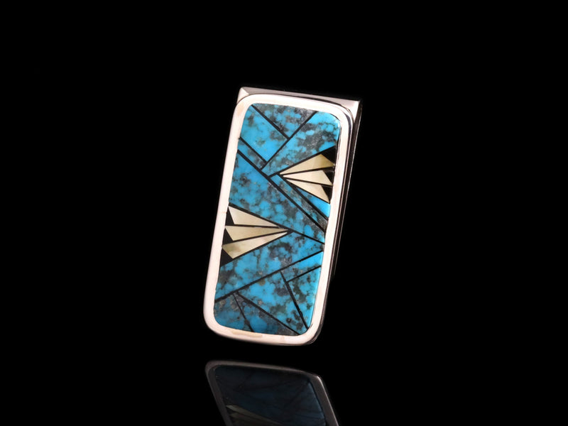 Colorful Blue Inlay Money Clip