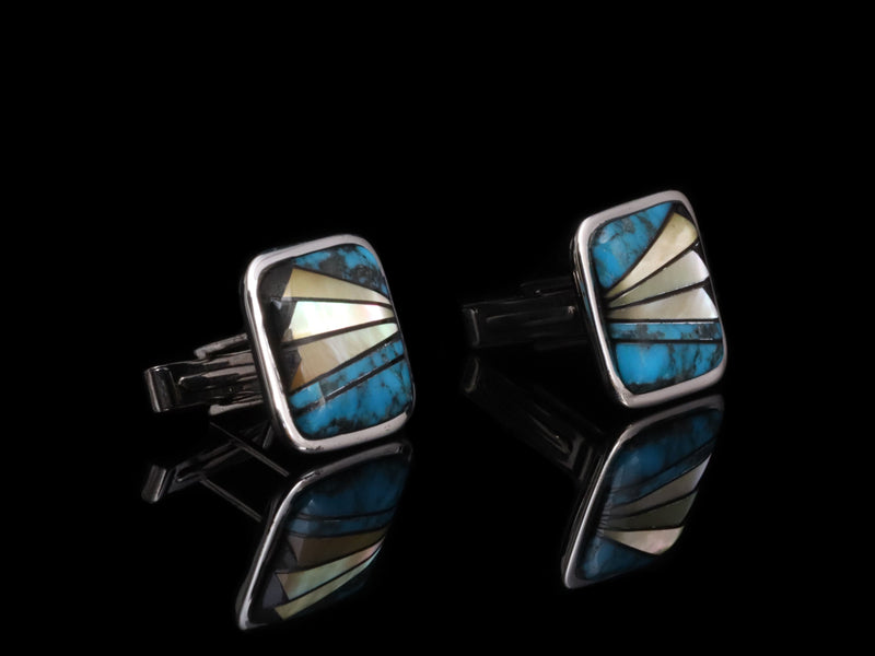 Colorful Blue Inlay Cuff links