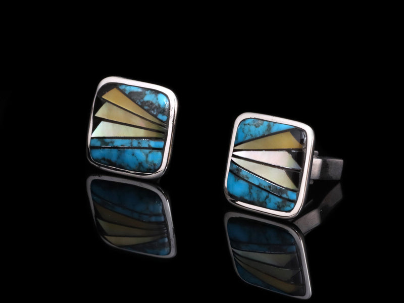 Colorful Blue Inlay Cuff links