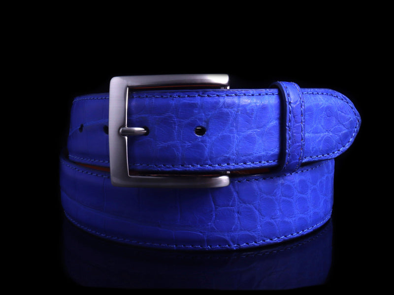 In Stock Blue Matte Alligator Belt