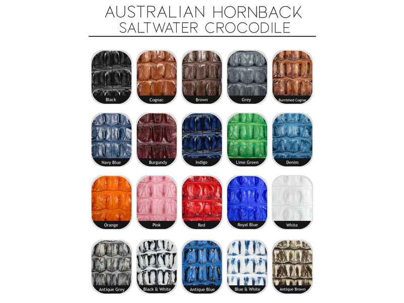Australian Hornback Saltwater Croc Straps, 20 Colors (Special Order)