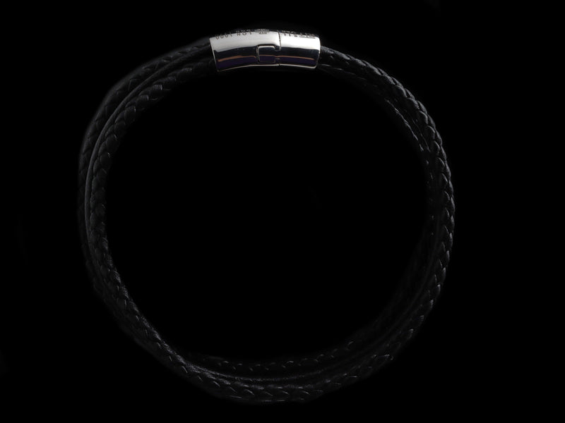 Multi Strand Black Leather Bracelet