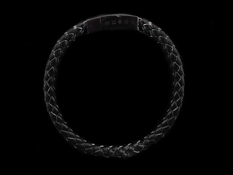 Grey Piped Leather Click Bracelet