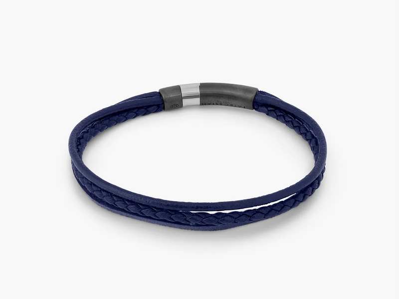 Gear and Blue Leather Bracelet