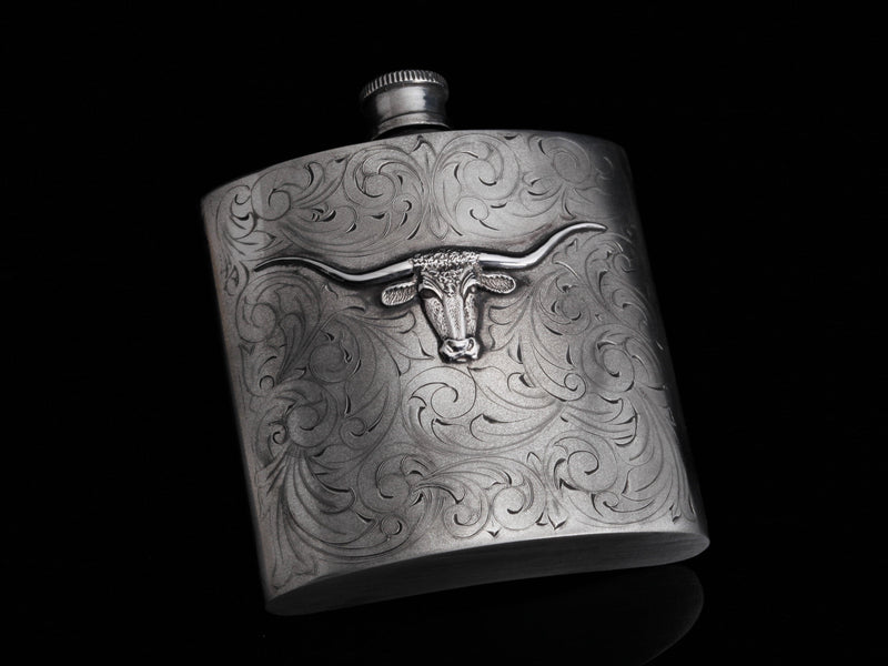 Carved Longhorn Flask - Comstock Heritage, Inc.