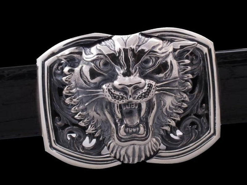 Sterling Tiger Trophy buckle Jeff Deegan Designs 