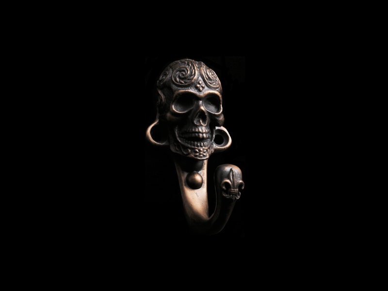 Bronze Skull Bar Hooks - HardwareForGentlemen.com