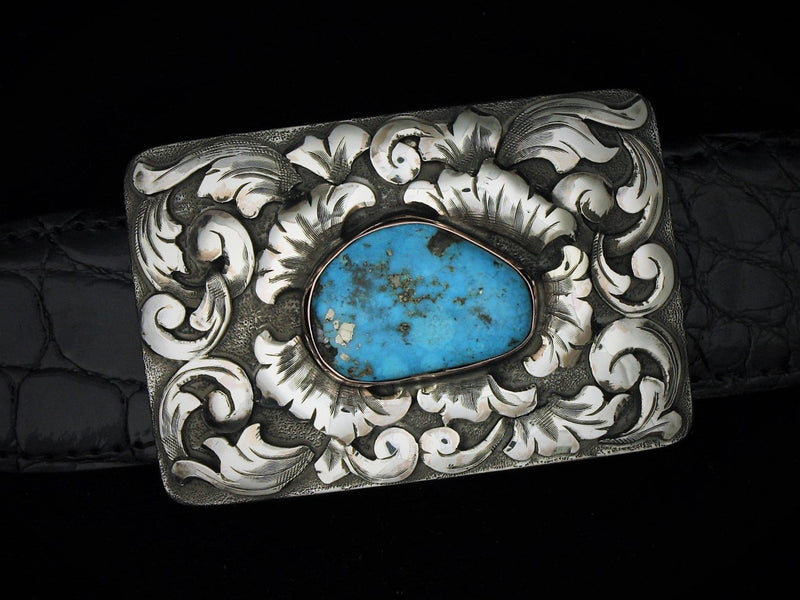 Mason Dufrene Turquoise with Gold Bezel Belt Buckles Comstock Heritage 