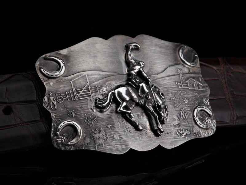 Morgan Scene, Bronco & Horseshoes Belt Buckles Comstock Heritage 