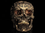 Life Size Bronze Floral Skull
