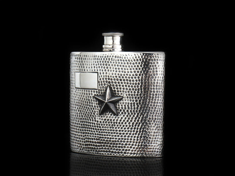 Hammered Flask with Star - HardwareForGentlemen.com