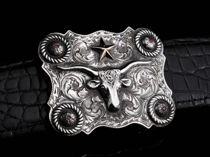 Wyatt Longhorn Ruby Belt Buckles Comstock Heritage 