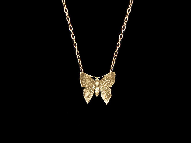 14k Yellow Gold Butterfly Necklace - HardwareForGentlemen.com