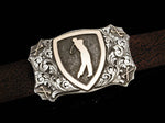 Heraldic Golf, Two Ways Belt Buckles Comstock Heritage 1.5" Sterling Silver and 14k Gold 