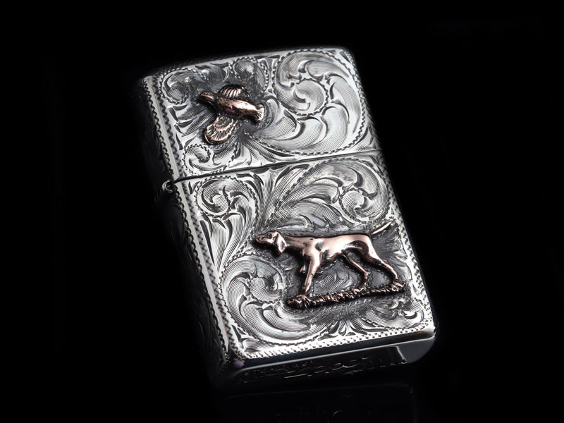 14k Hunting Dog & Quail Lighter - HardwareForGentlemen.com