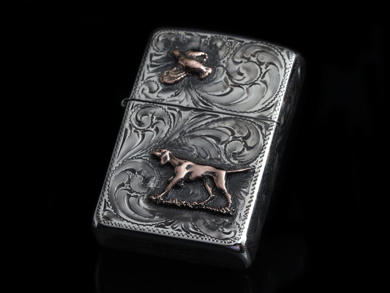 14k Hunting Dog & Quail Lighter - HardwareForGentlemen.com