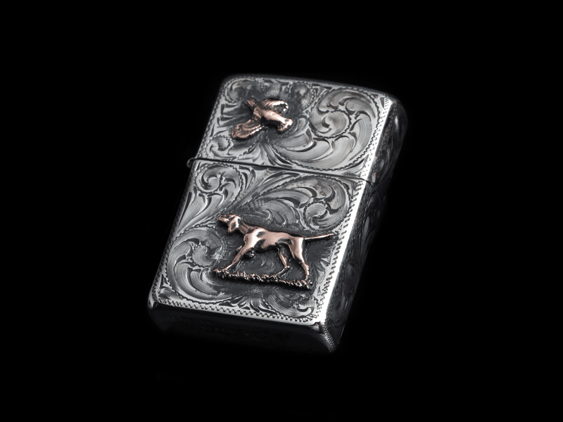 14k Hunting Dog & Quail Lighter - HardwareForGentlemen.com