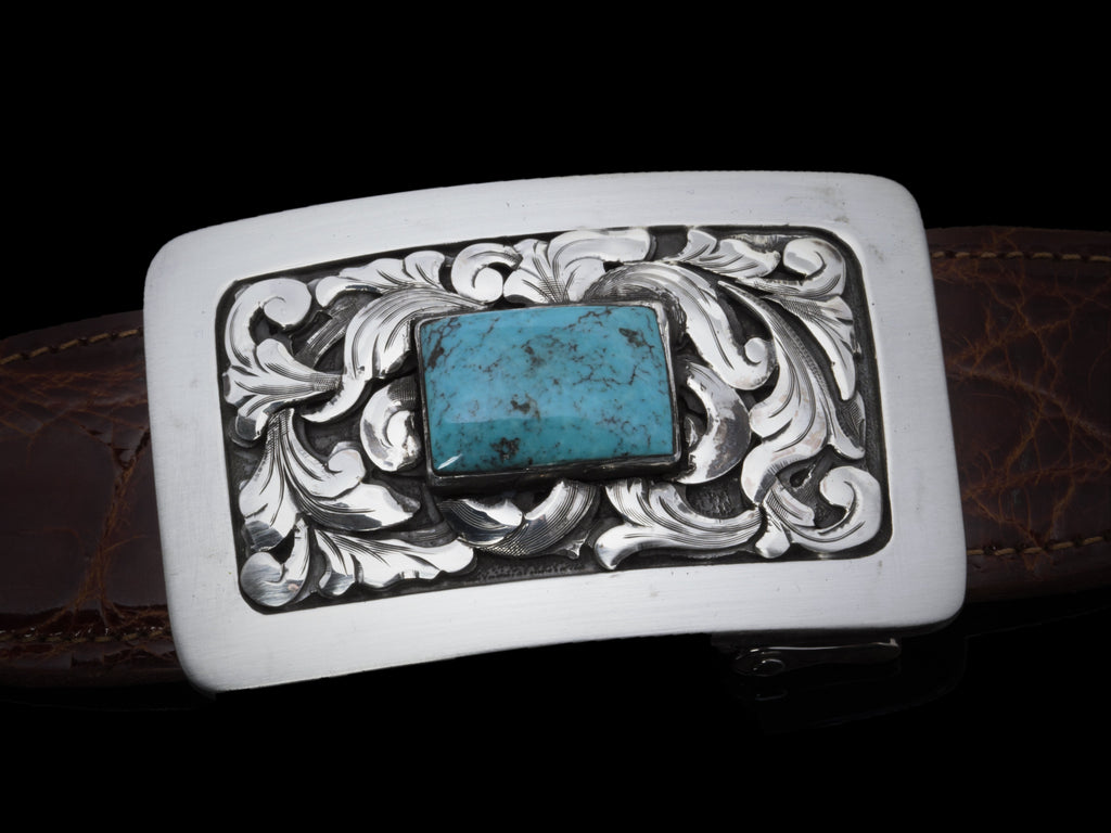 Mason Dufrene With Border & Turquoise Belt Buckles Comstock Heritage 